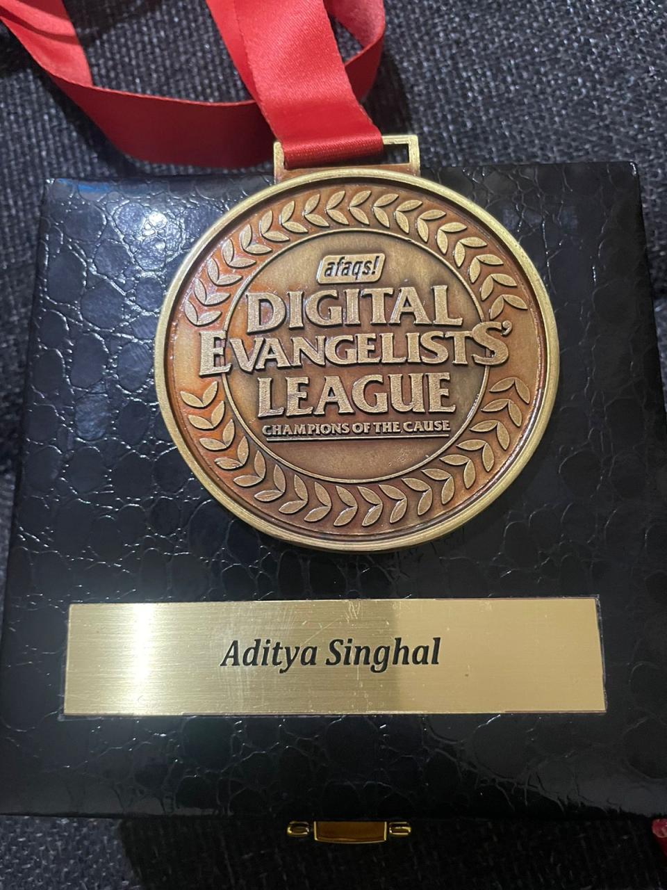 afaqs Digital Evangelists League medal awarded to Aditya Singhal